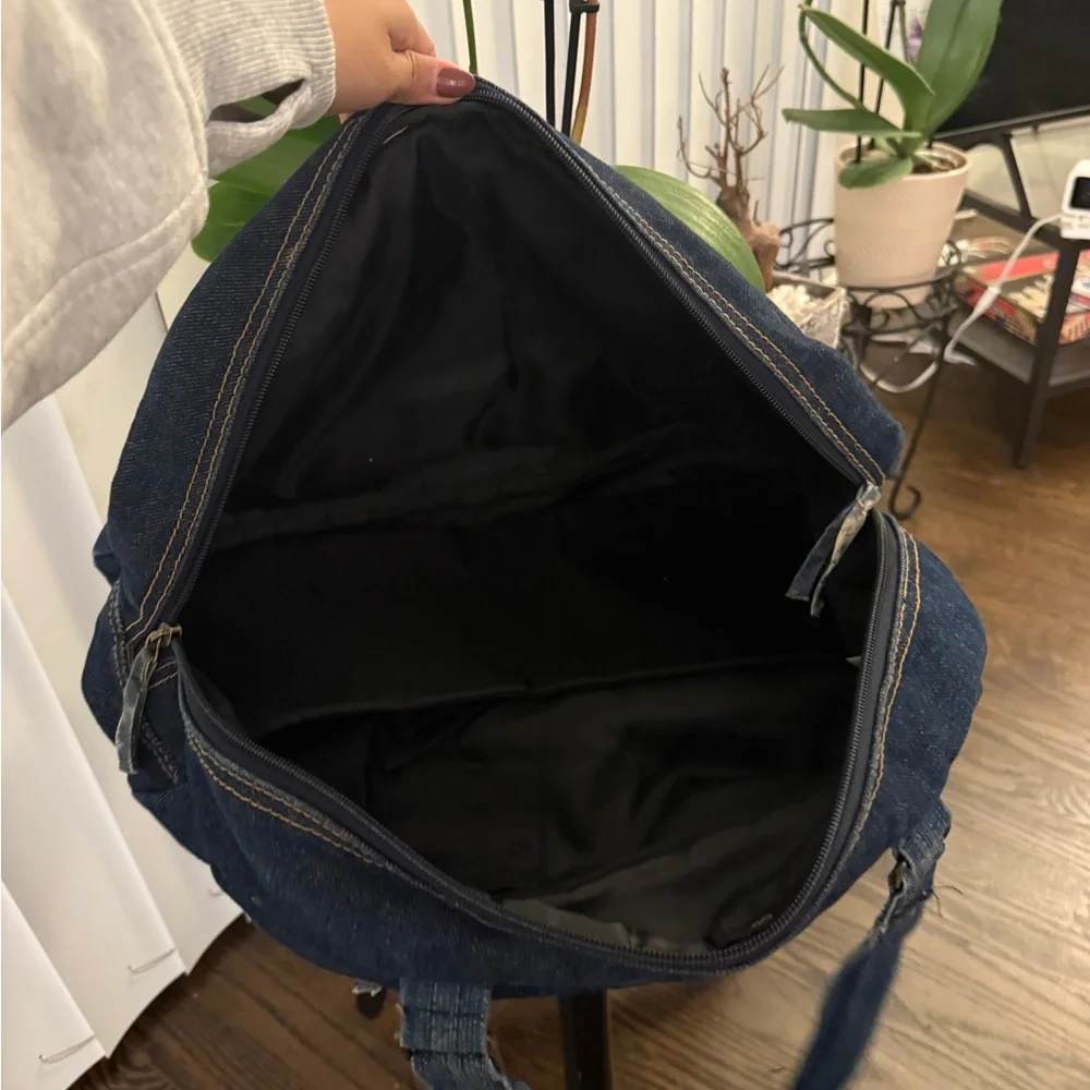 Denim Tote Bag with Pockets